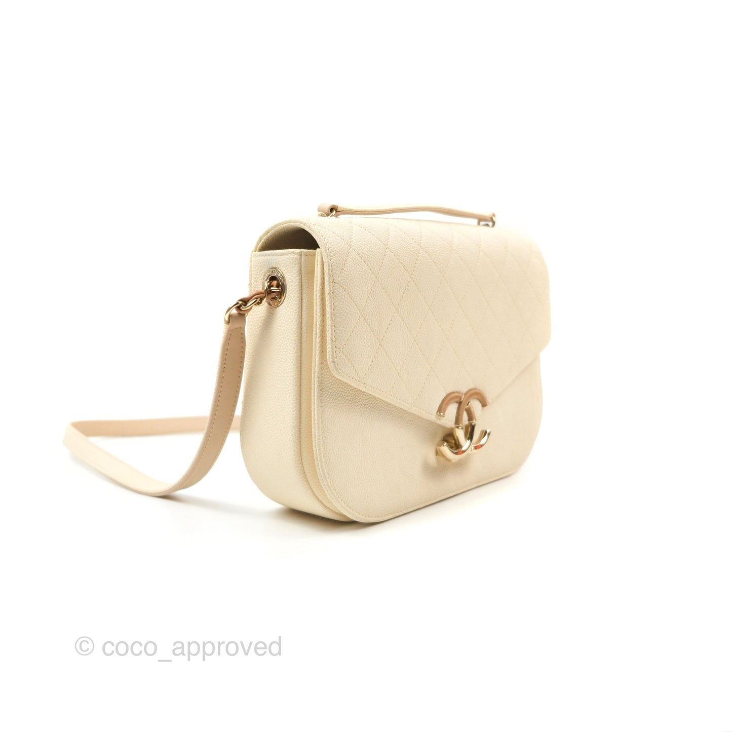 Chanel Medium CC Cuba Flap Bag Ivory Caviar Light Gold Hardware