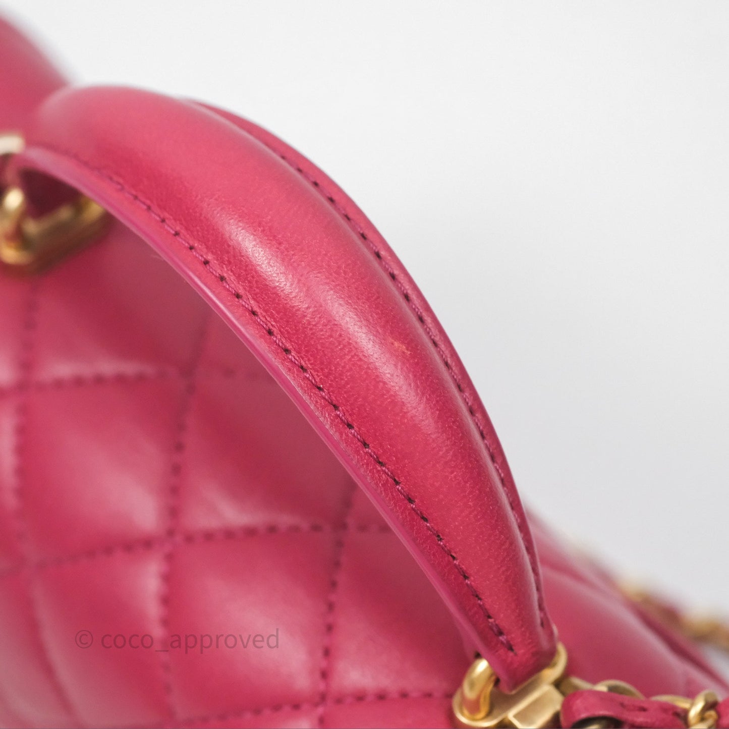 Chanel Top Handle Mini Rectangular Flap Red Lambskin Aged Gold Hardware