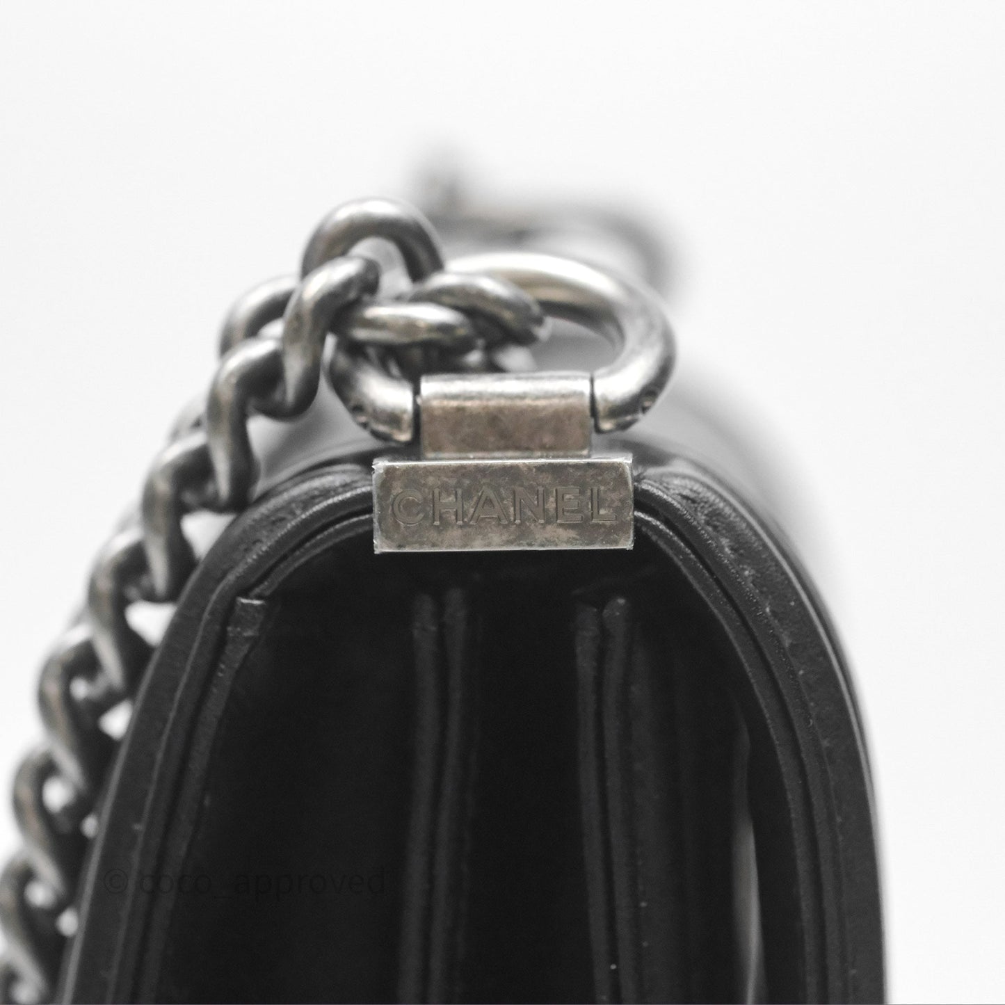 Chanel Quilted North South Boy Flap Black Calfskin Ruthenium Hardware