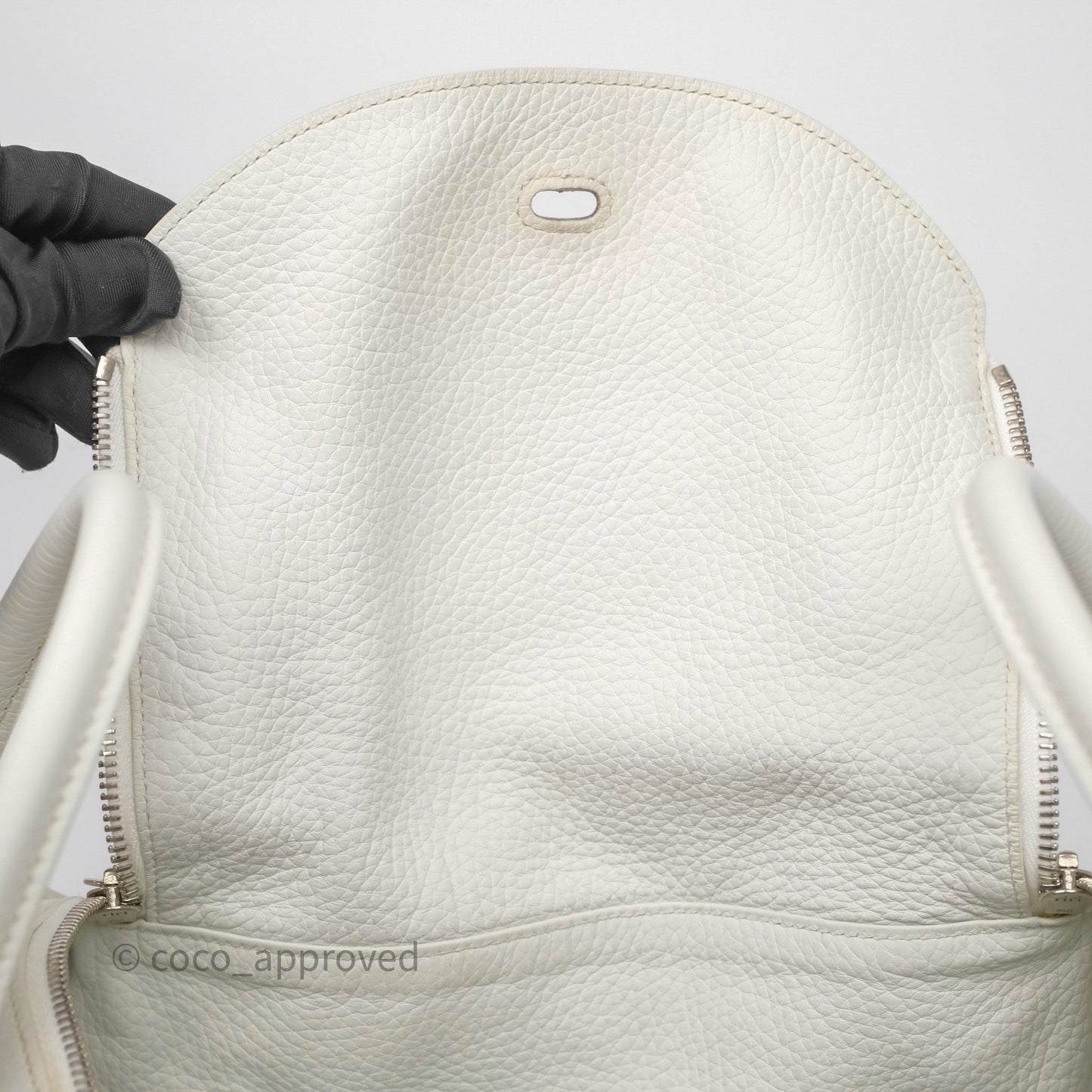 Hermès Lindy 30 White Clemence Palladium Hardware