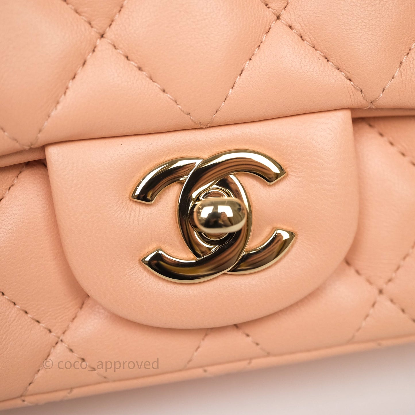 Chanel Mini Square Flap Quilted Orange Clair Lambskin Gold Hardware