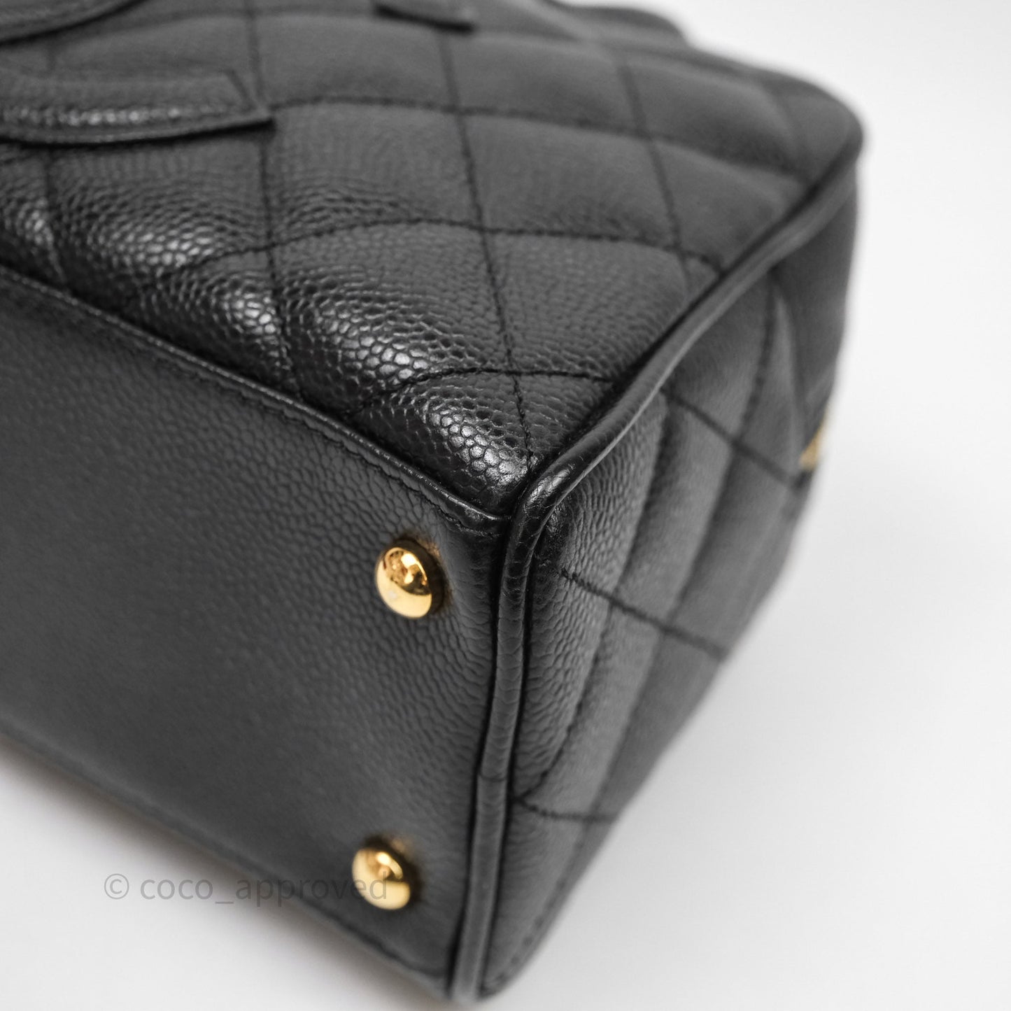 Chanel Vintage Mini CC Boston Bag Black Caviar Gold Hardware