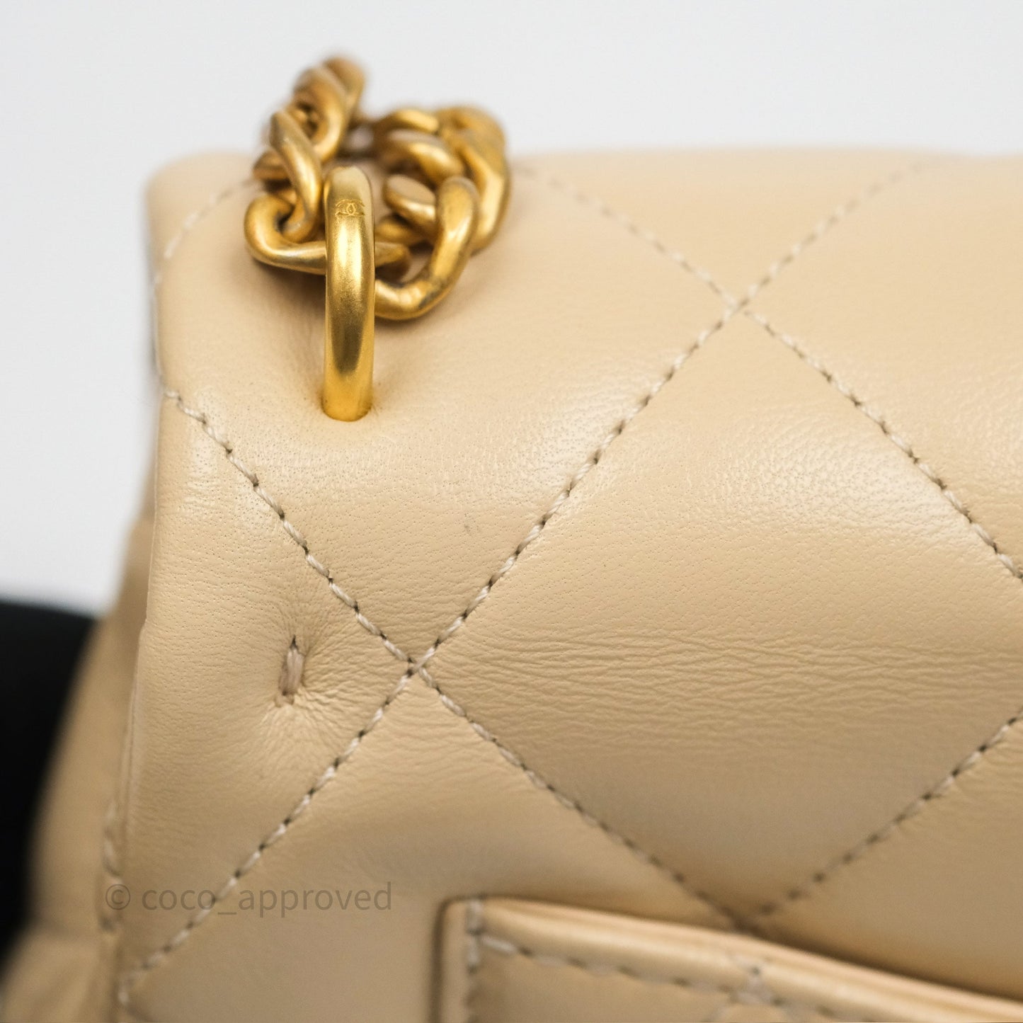 Chanel Sweetheart Mini Flap Beige Shiny Lambskin Aged Gold Hardware