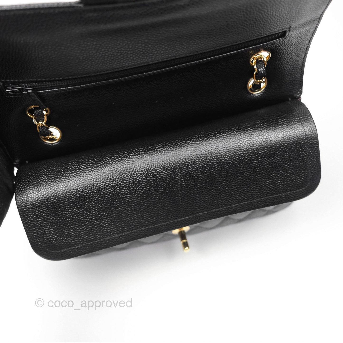 Chanel Classic M/L Medium Flap Quilted Black Caviar Gold Hardware