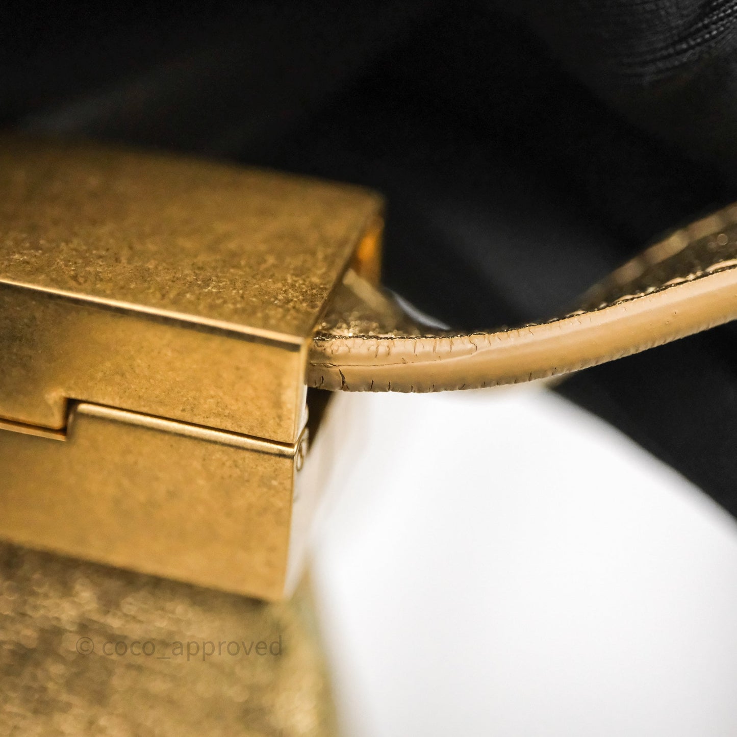 Chanel Calfskin Kiss Lock Frame Gold Bag