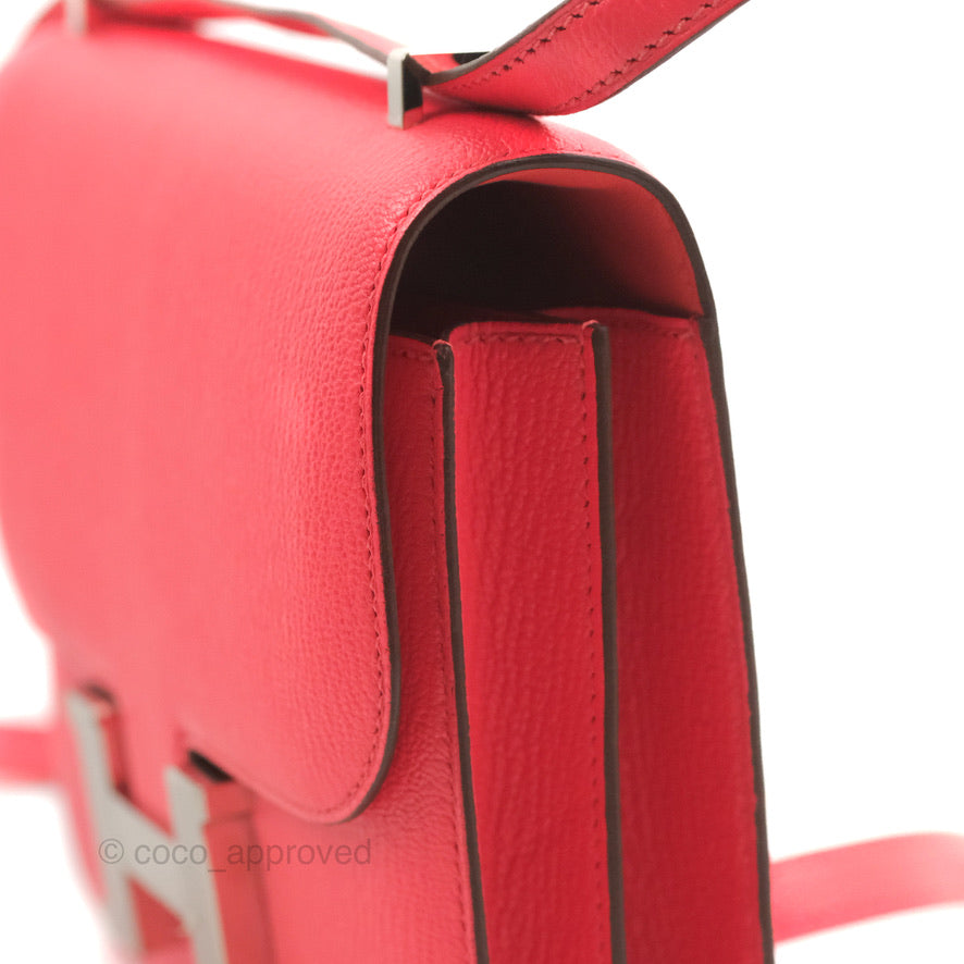 Hermès Constance Mini 18cm Rose Texas Chevre Mysore Palladium Hardware