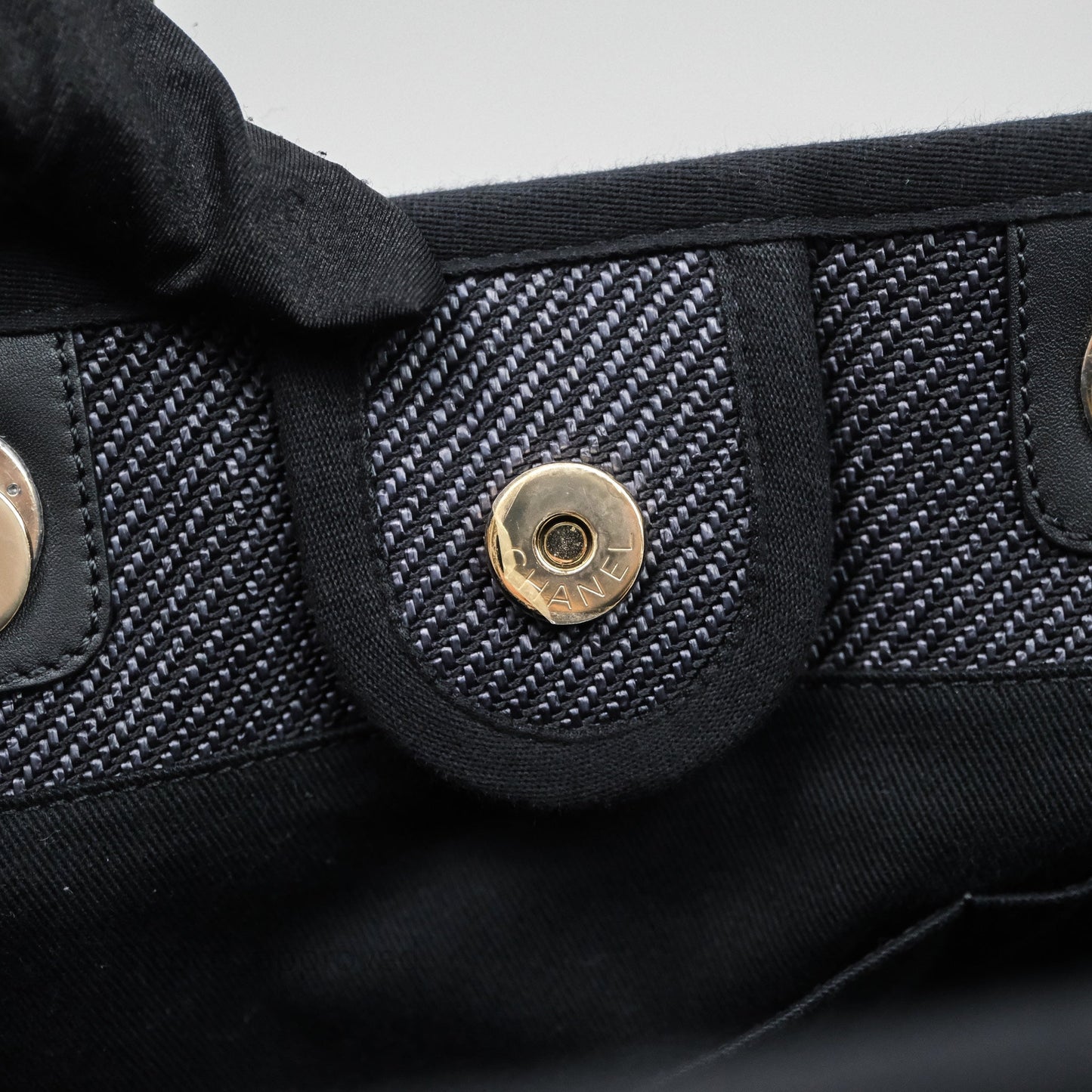 Chanel Medium Deauville Navy Canvas Gold Hardware