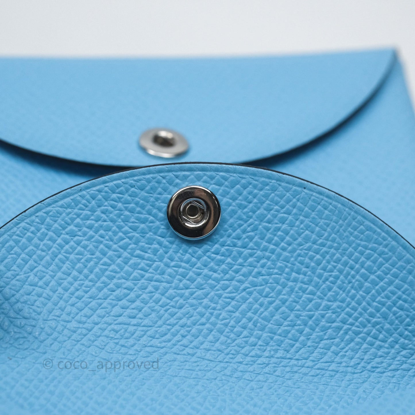 Hermès Calvi Duo Compact Card Holder Celeste 7N Epsom