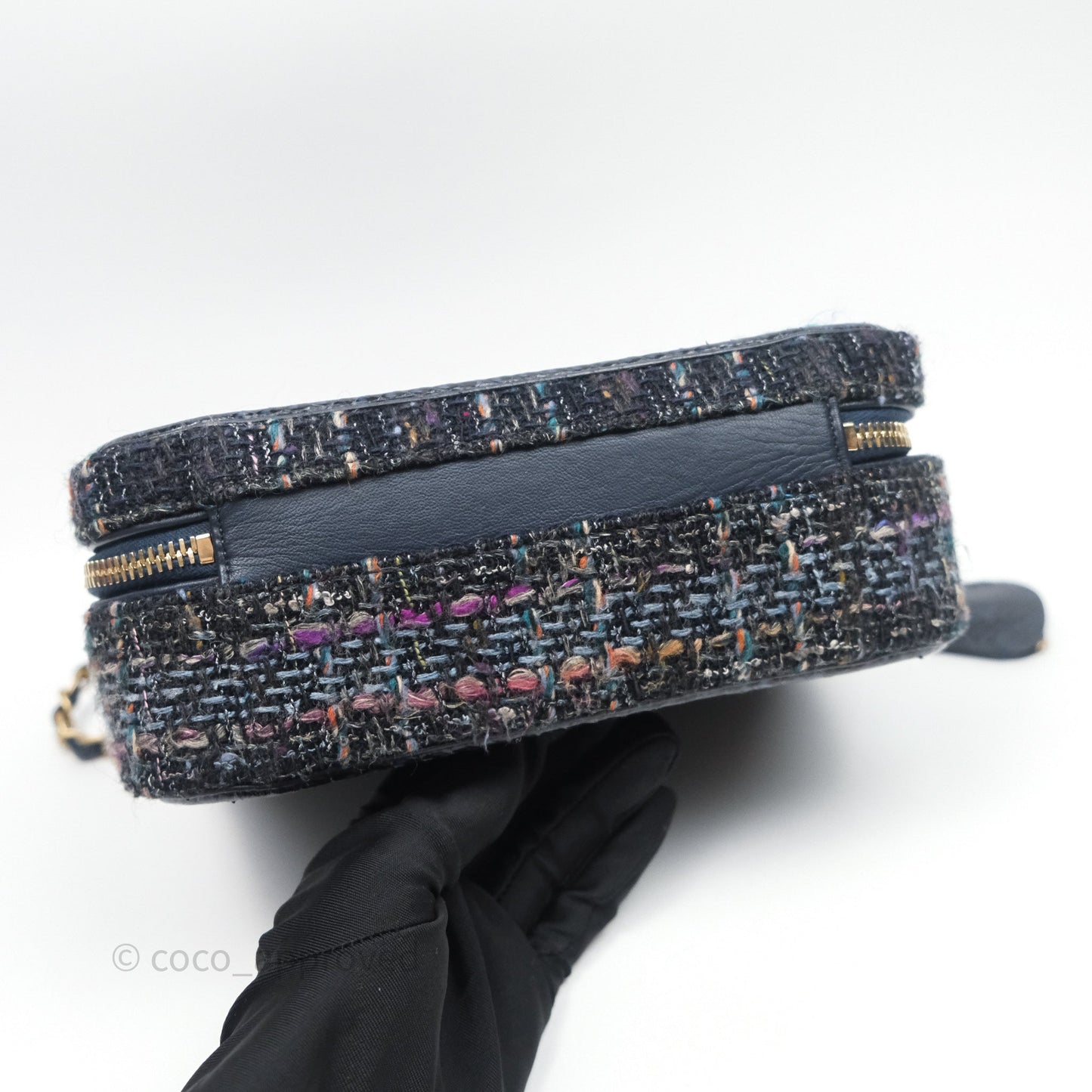 Chanel Medium CC Filigree Vanity Case Navy Tweed Python