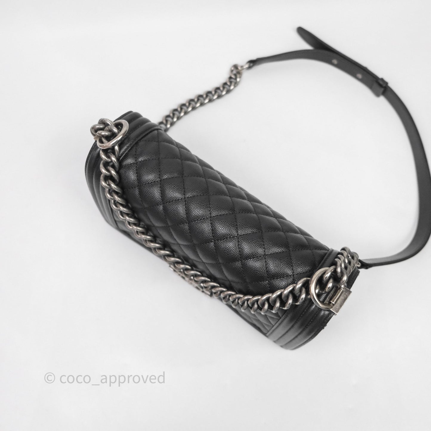 Chanel Quilted Medium Boy Black Caviar Ruthenium Hardware