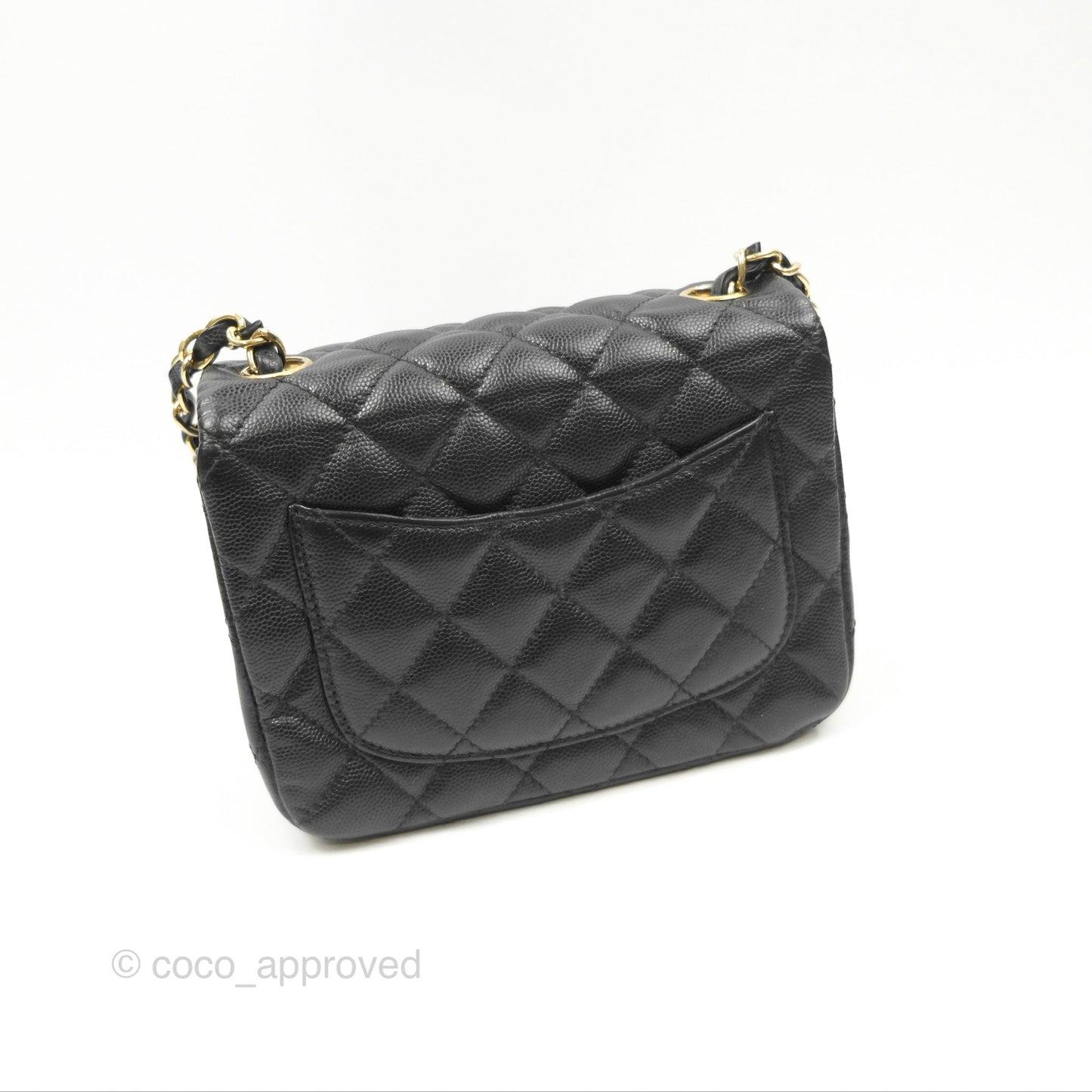 Chanel Mini Square Flap Quilted Black Caviar Gold Hardware