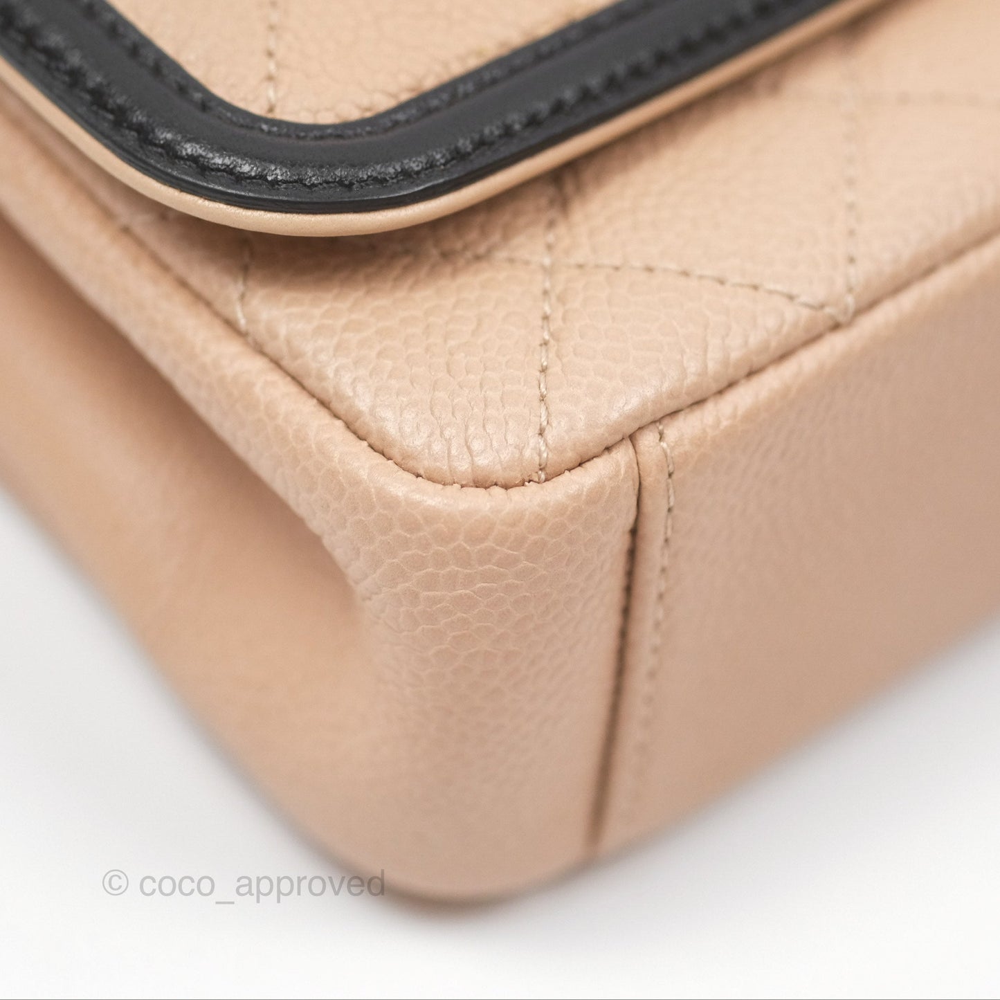 Chanel Quilted Small CC Filigree Flap Beige Black Caviar