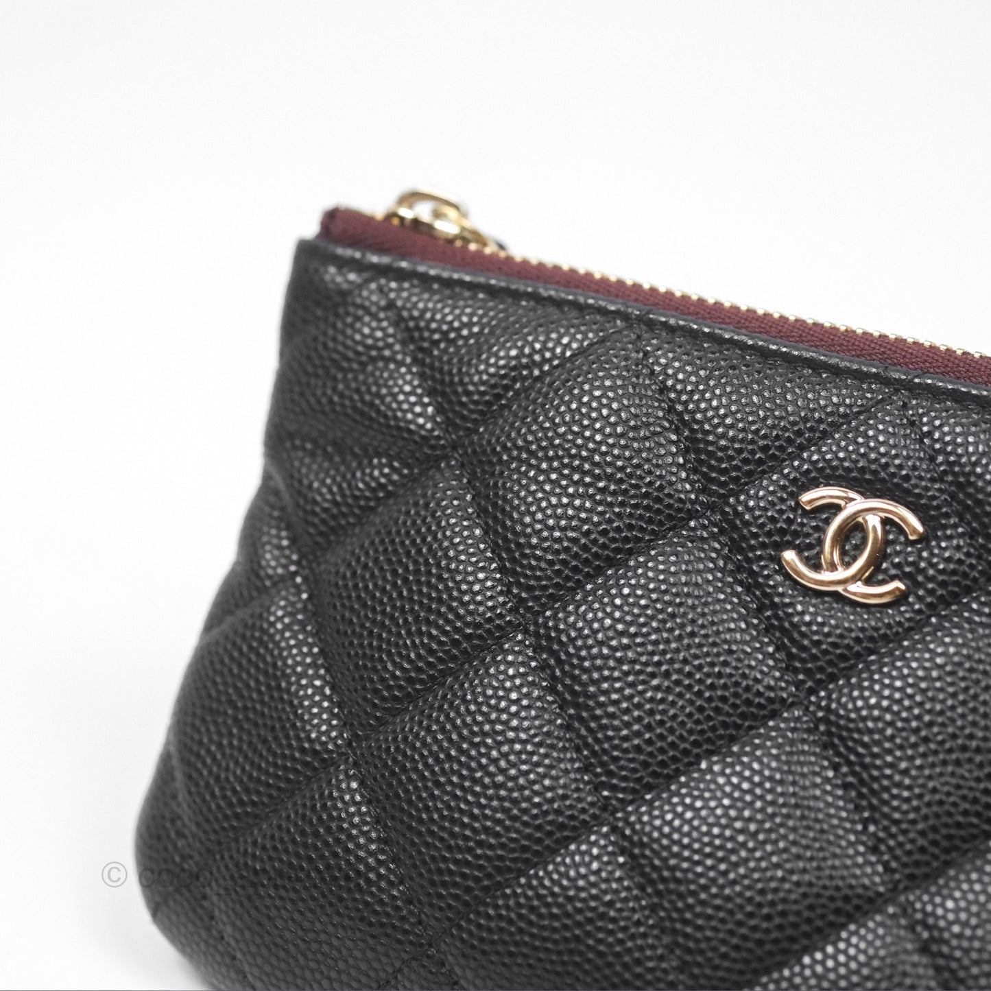 Chanel Quilted Mini O Case Black Caviar Gold Hardware