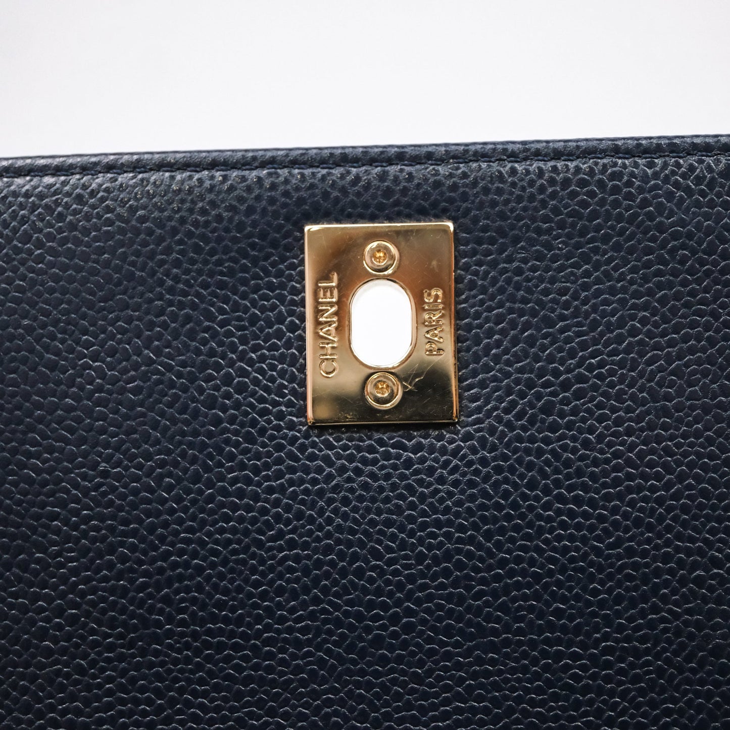 Chanel Quilted Business Affinity Backpack Navy Caviar Light Gold Hardware