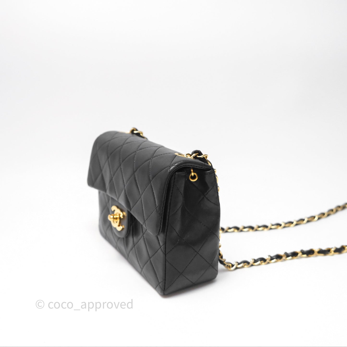 Chanel Vintage Mini Square Black Lambskin 24K Gold Hardware