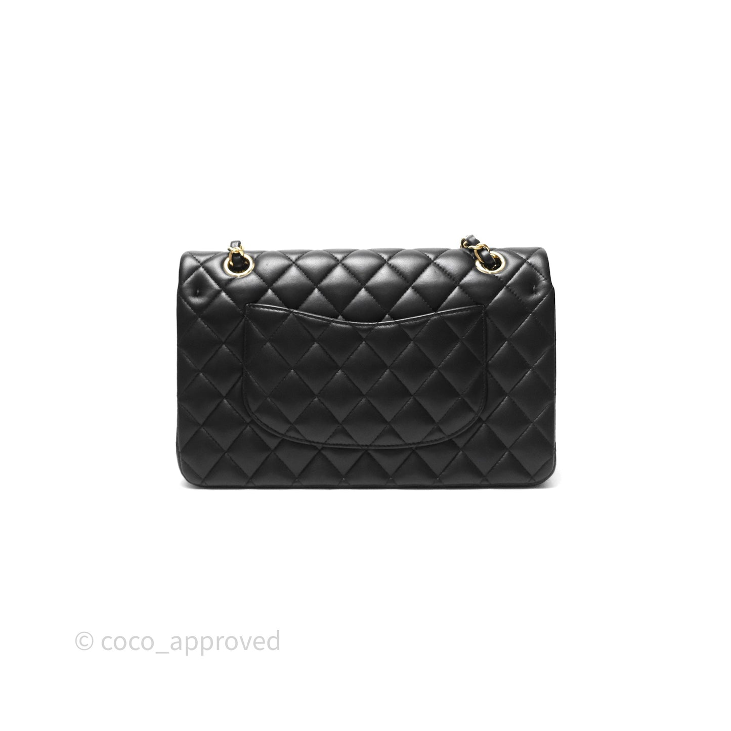Chanel Classic M/L Medium Flap Quilted Black Lambskin Gold Hardware