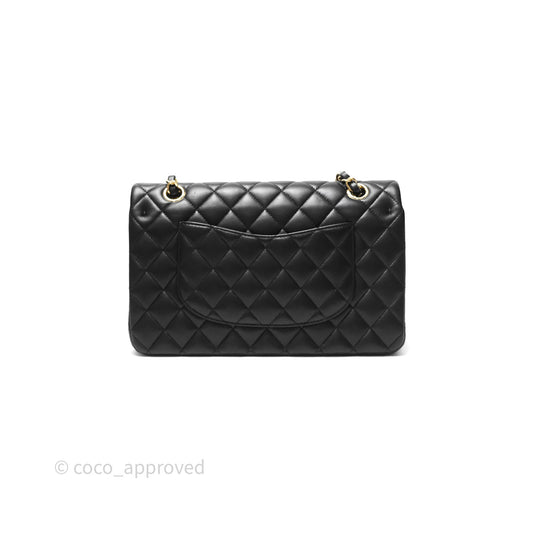 Chanel Classic M/L Medium Flap Quilted Black Lambskin Gold Hardware