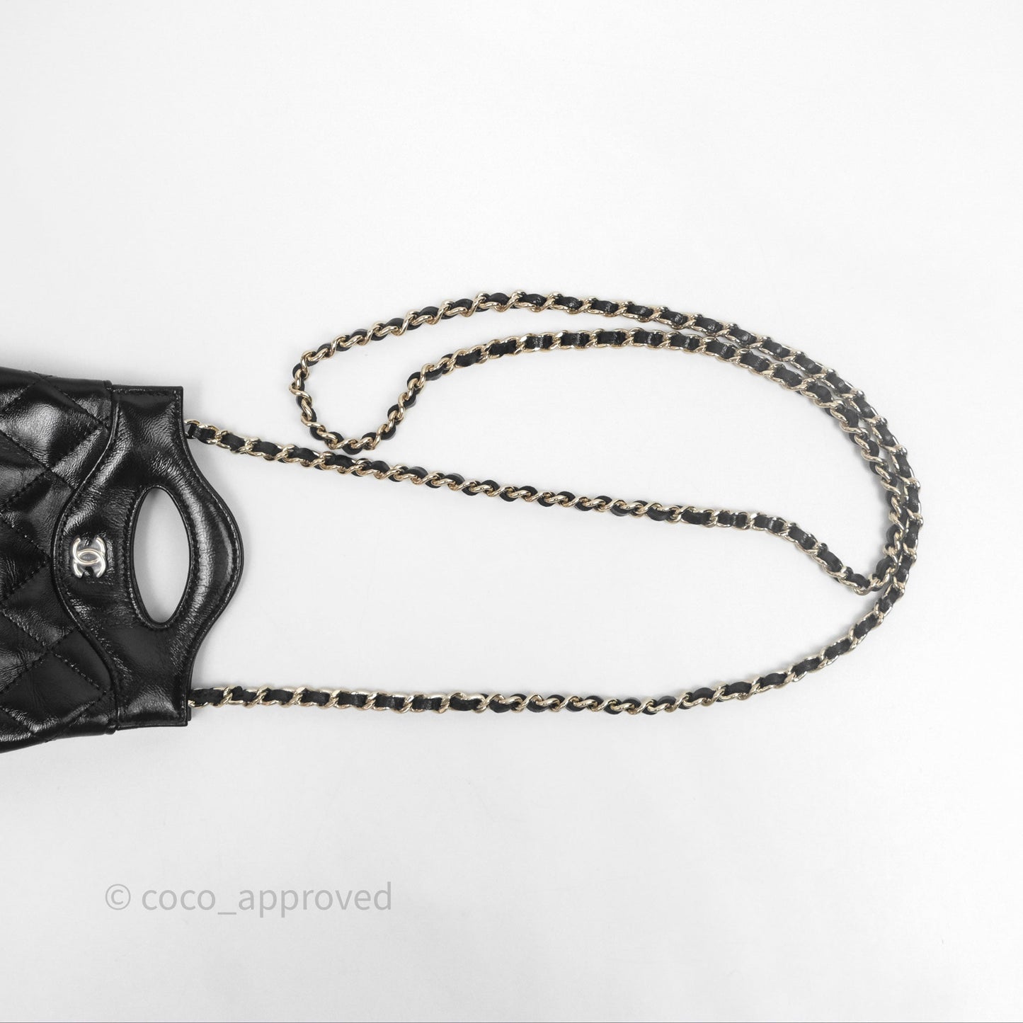 Chanel Micro 31 Clutch With Chain Black Shiny Calfskin Gold Hardware