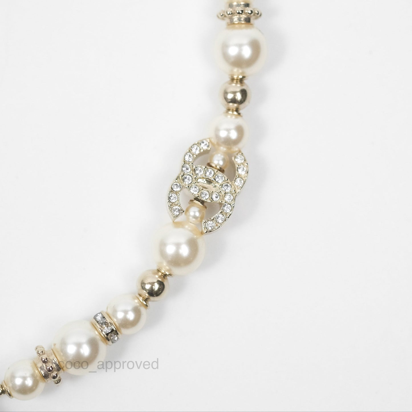 Chanel Crystal CC Star Pearl Choker Silver Tone 24V