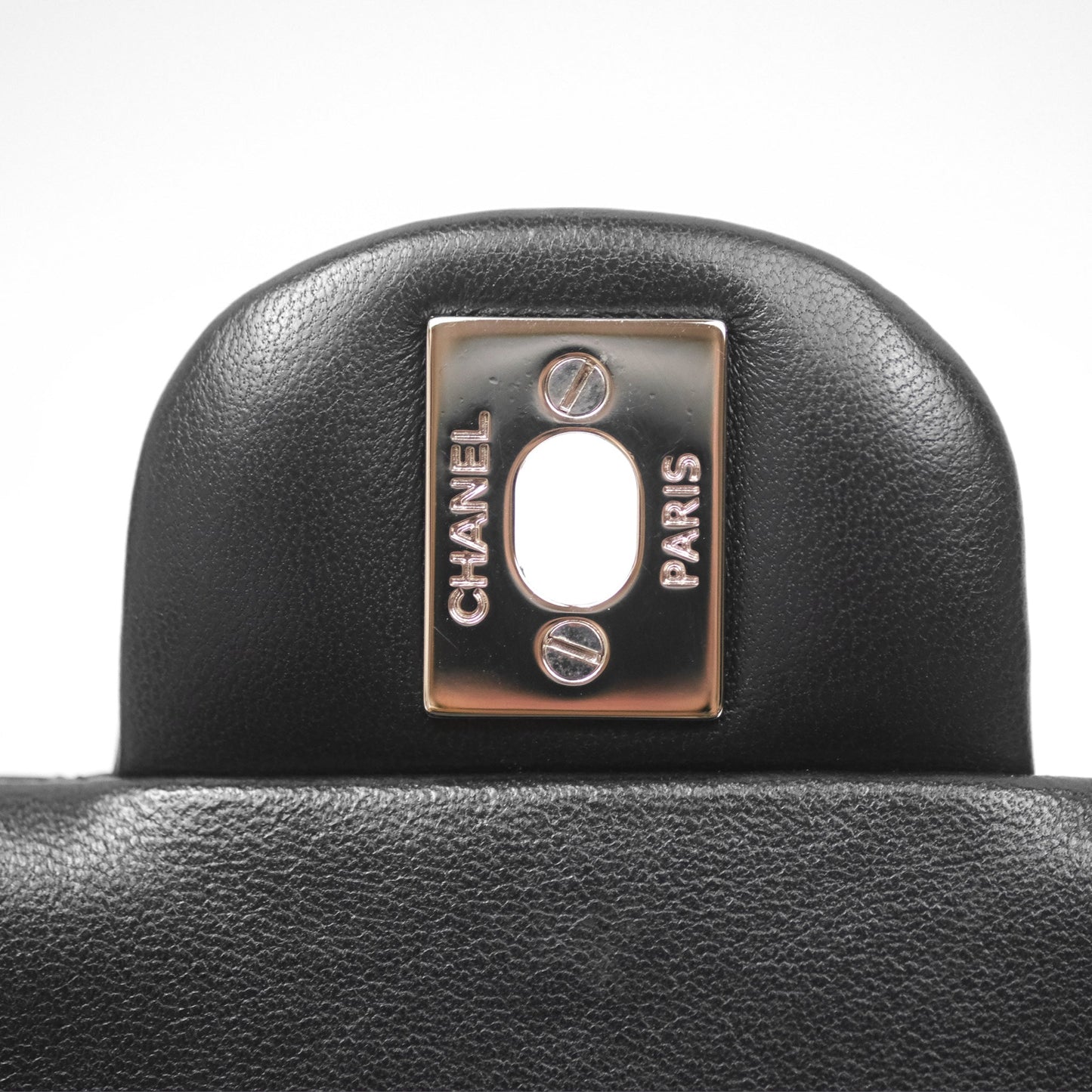 Chanel Mini Square Flap Quilted Black Lambskin Silver Hardware