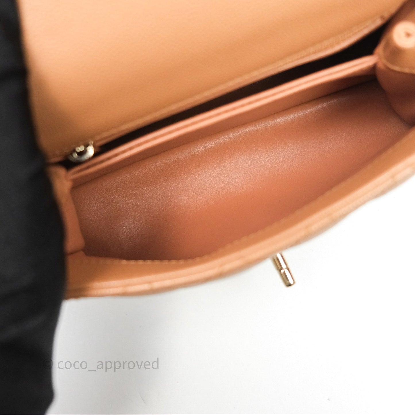 Chanel Small Coco Handle Dark Beige Caramel Caviar Gold Hardware