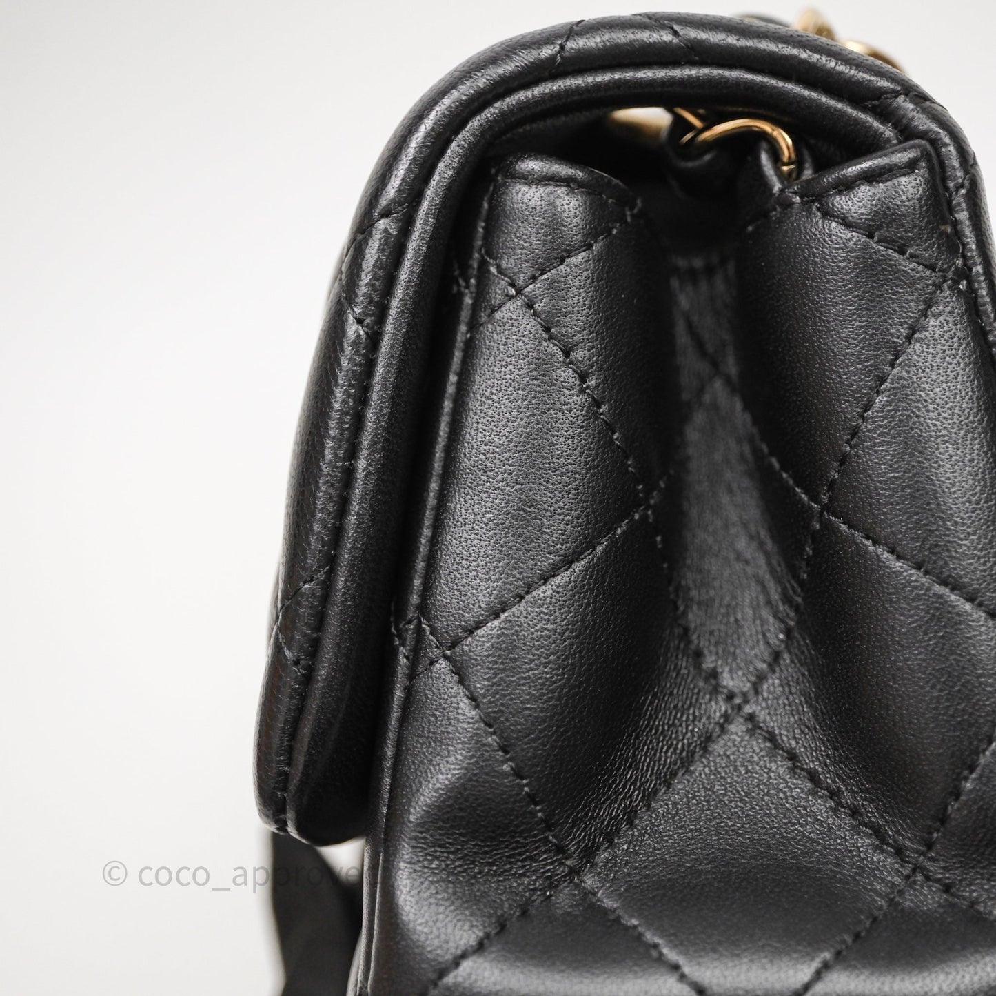 Chanel Mini Square Quilted Black Lambskin Gold Hardware