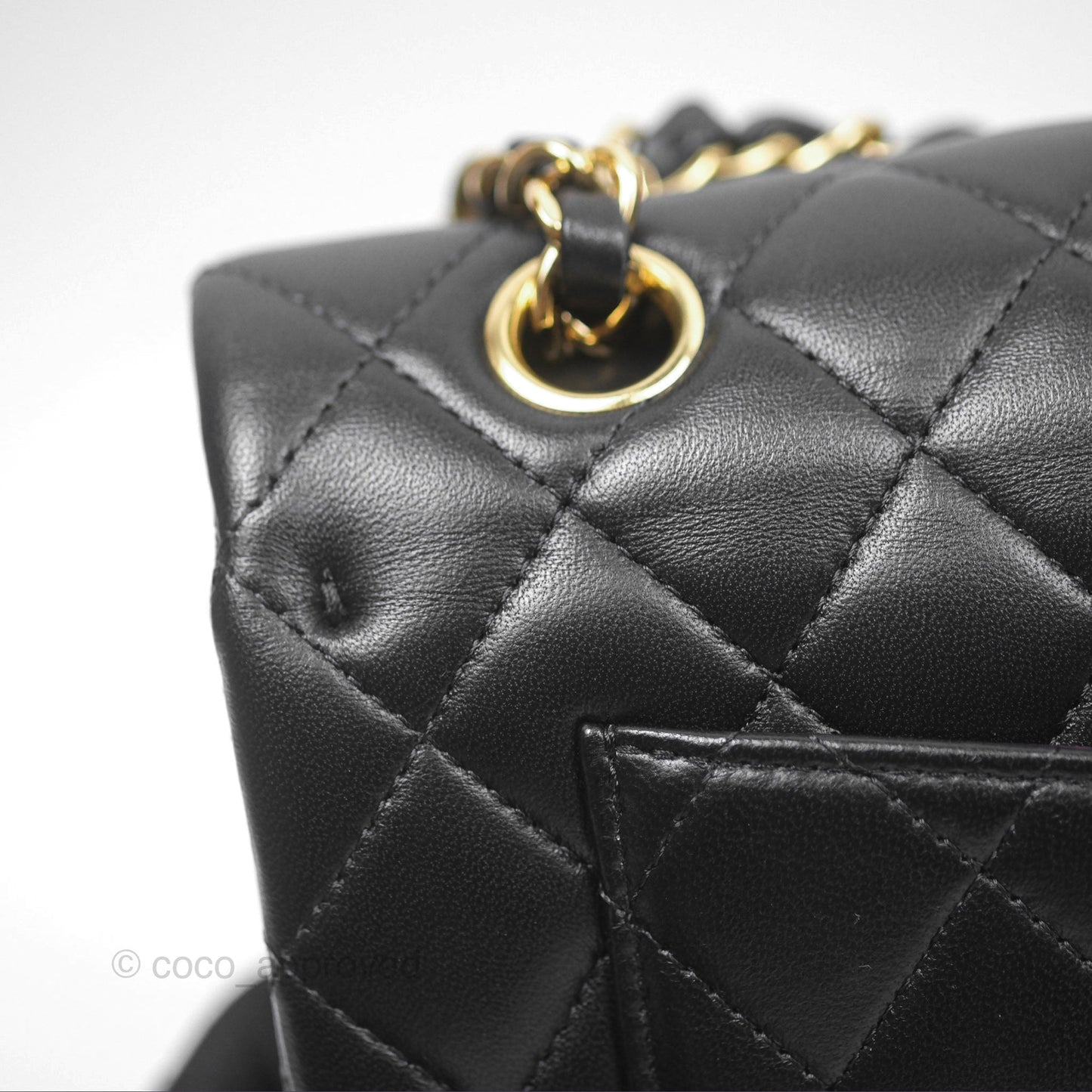 Chanel Small Classic Flap Quilted Black Lambskin Gold Hardware