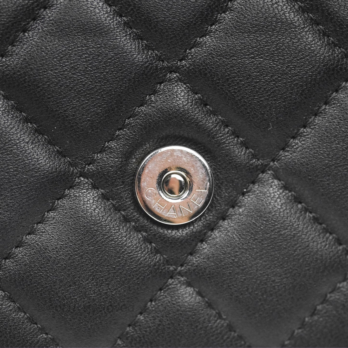 Chanel Quilted Classic Wallet on Chain WOC Black Lambskin Silver Hardware