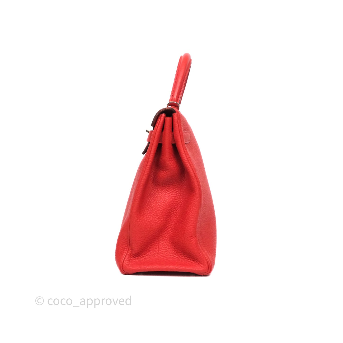 Hermès Kelly 35 Retourne Red Togo Palladium Hardware
