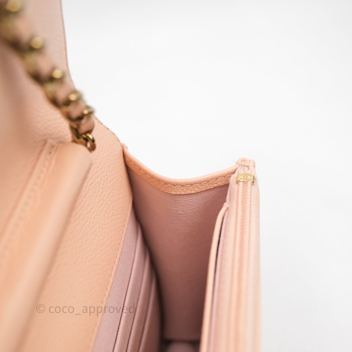 Chanel Quilted Classic Wallet on Chain WOC Pink Caviar Gold Hardware
