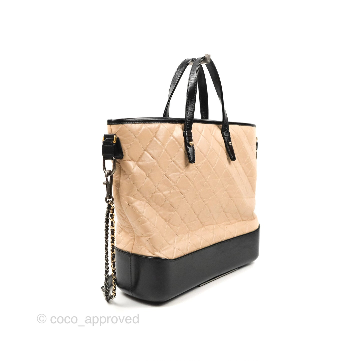 Chanel Large Gabrielle Shopping Tote Quilted Beige Aged Calfskin