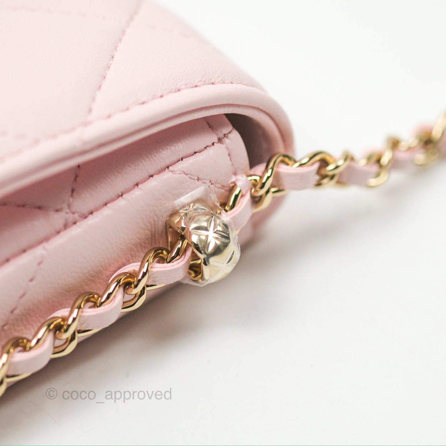 Chanel Mini Chain Around Clutch With Chain Pink Lambskin Gold Hardware 22S