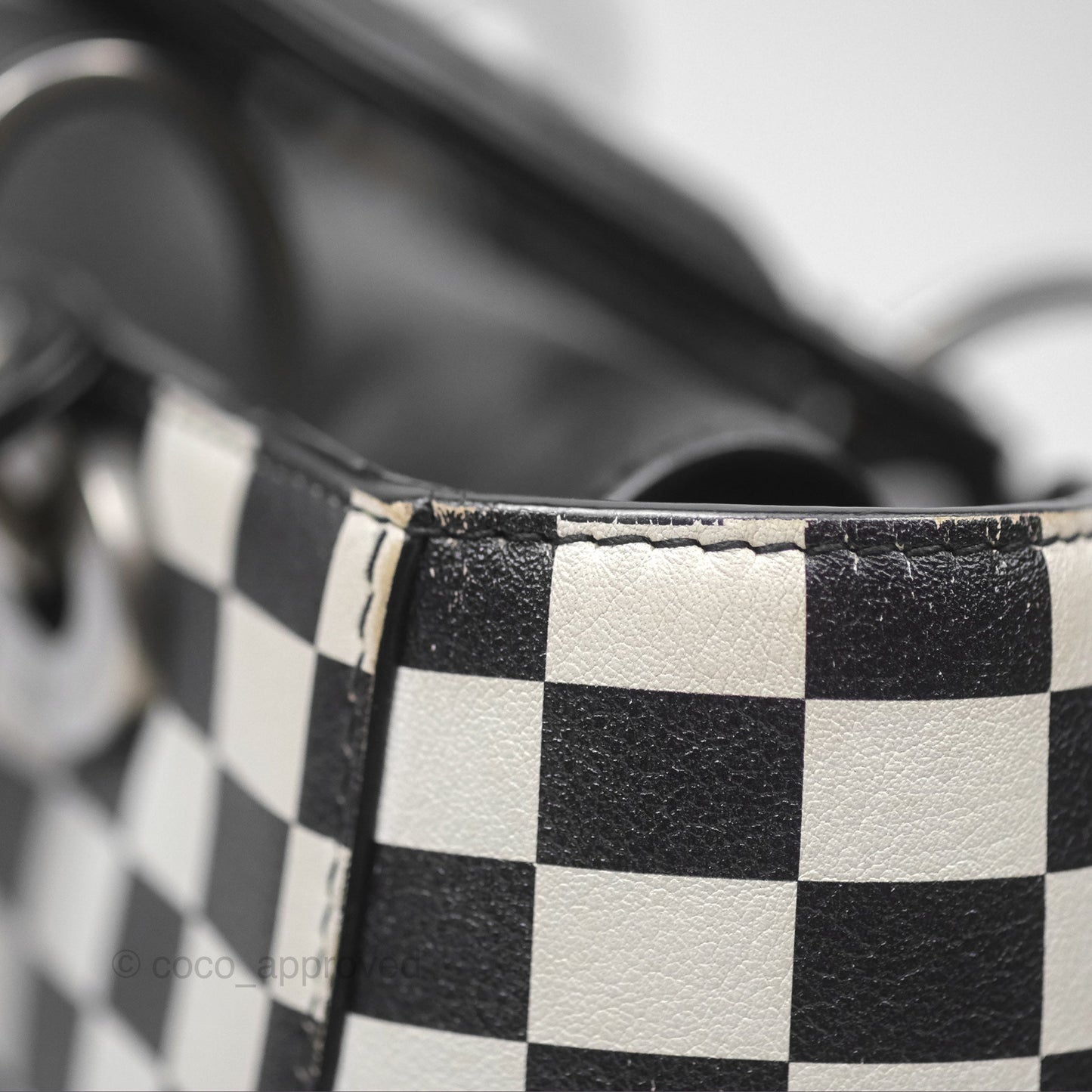 Christian Dior Medium Lady Dior Checkered Black/ White Calfskin