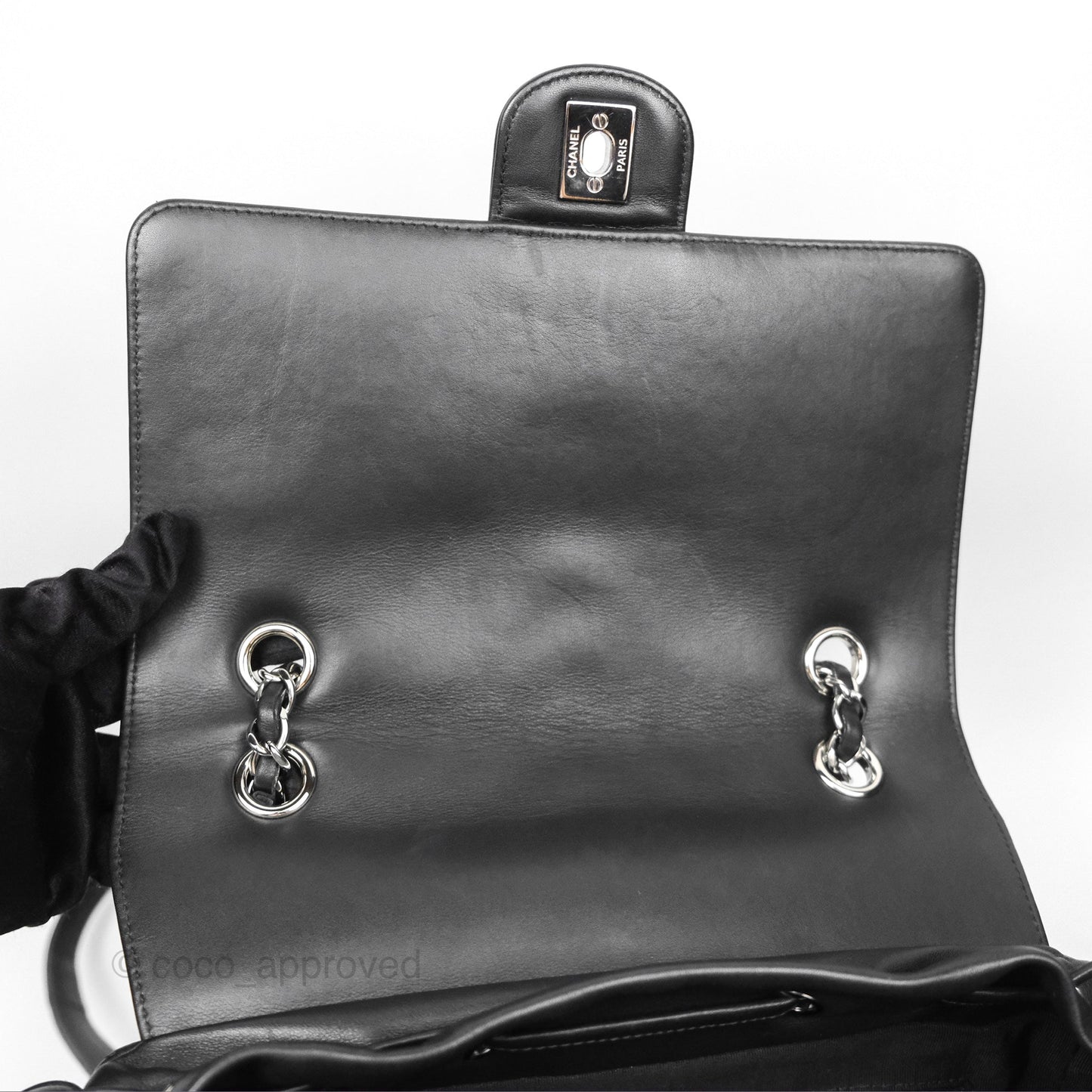 Chanel Medium Chevron Urban Spirit Backpack Black Calfskin Silver Hardware