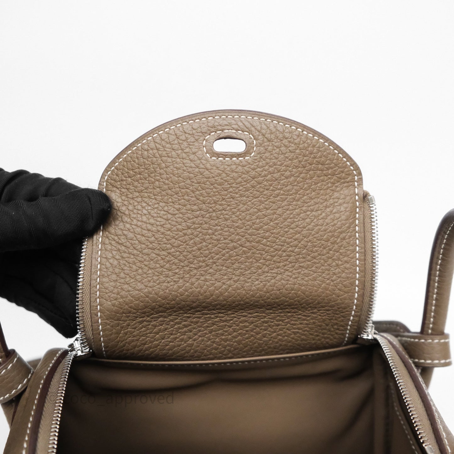 Hermès Mini Lindy 20 Etoupe 18 Clemence Palladium Hardware