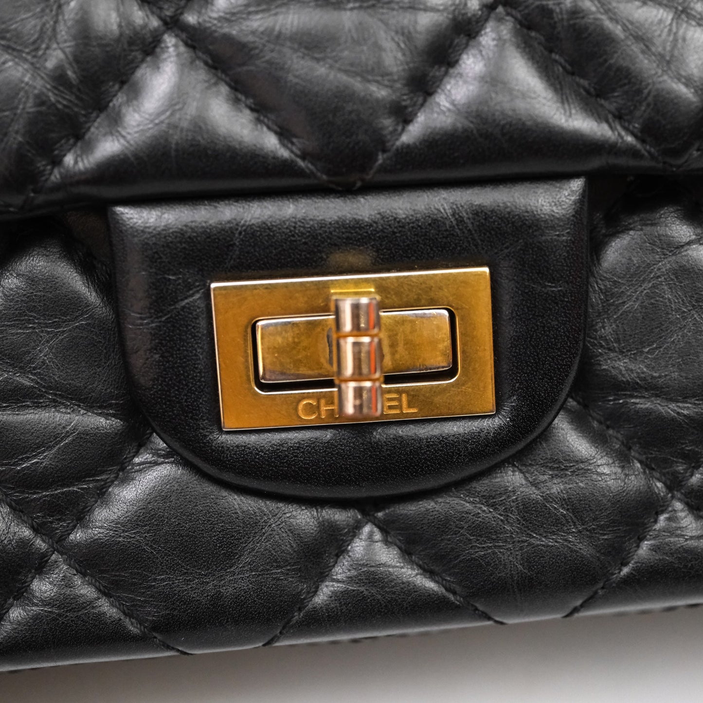 Chanel Quilted 2.55 Reissue 226 Flap Bag Black Aged Calfskin Gold Hardware