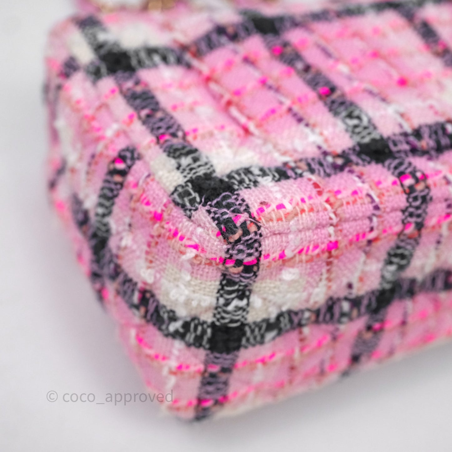 Chanel Quilted Mini Rectangular Flap Pink Tweed Gold Hardware