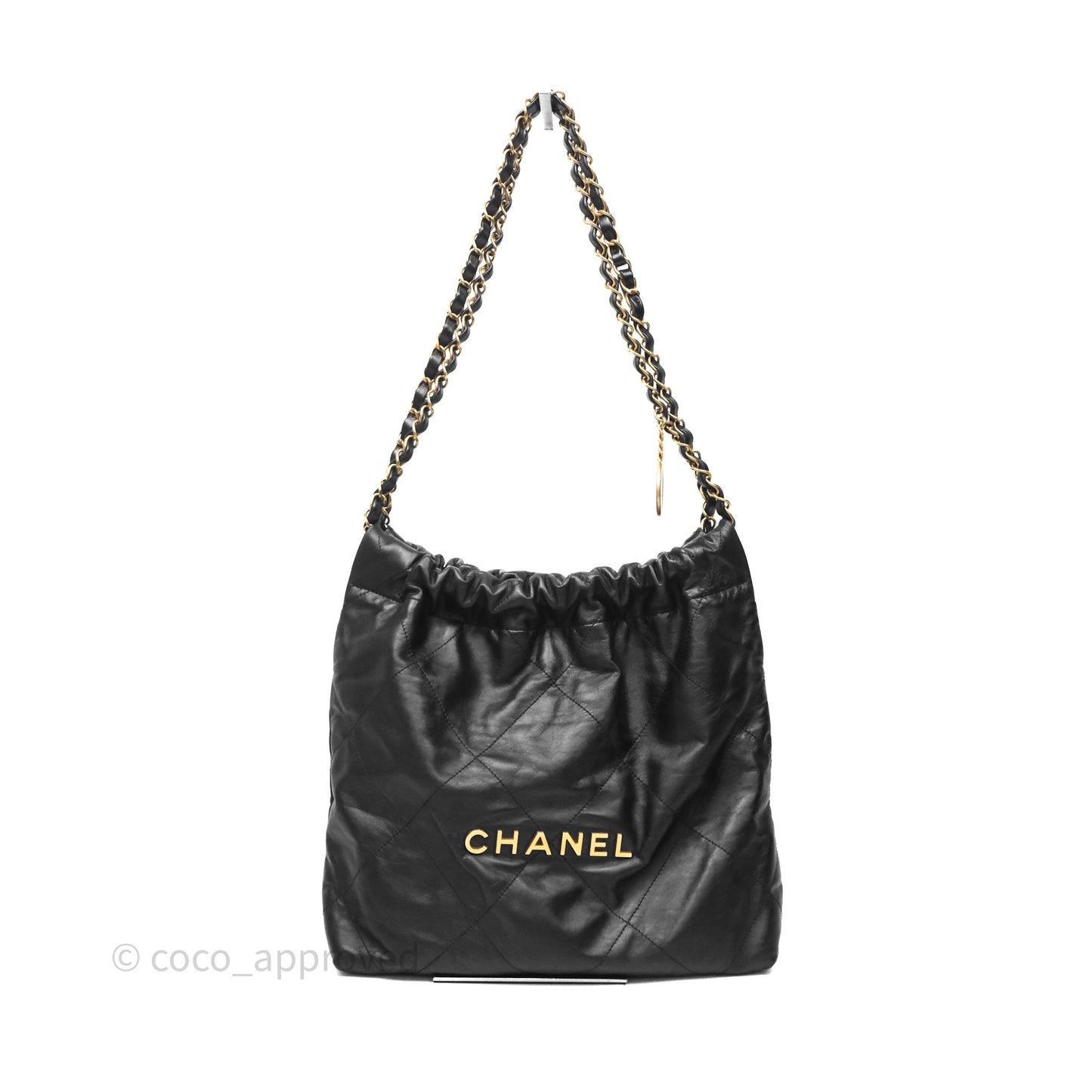 Chanel 22 Small Black Calfskin Aged Gold Hardware