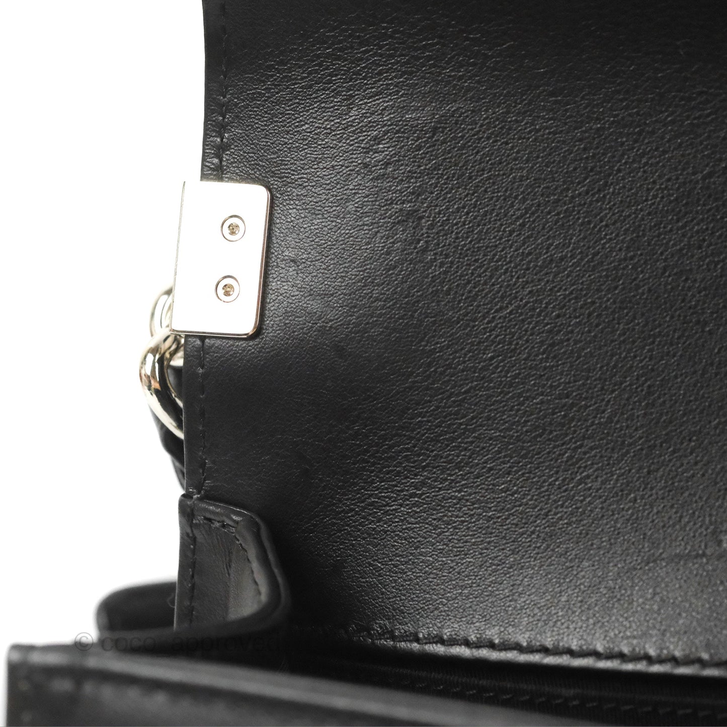 Chanel Chevron Braid Around Chain Boy Black Calfskin Silver Hardware