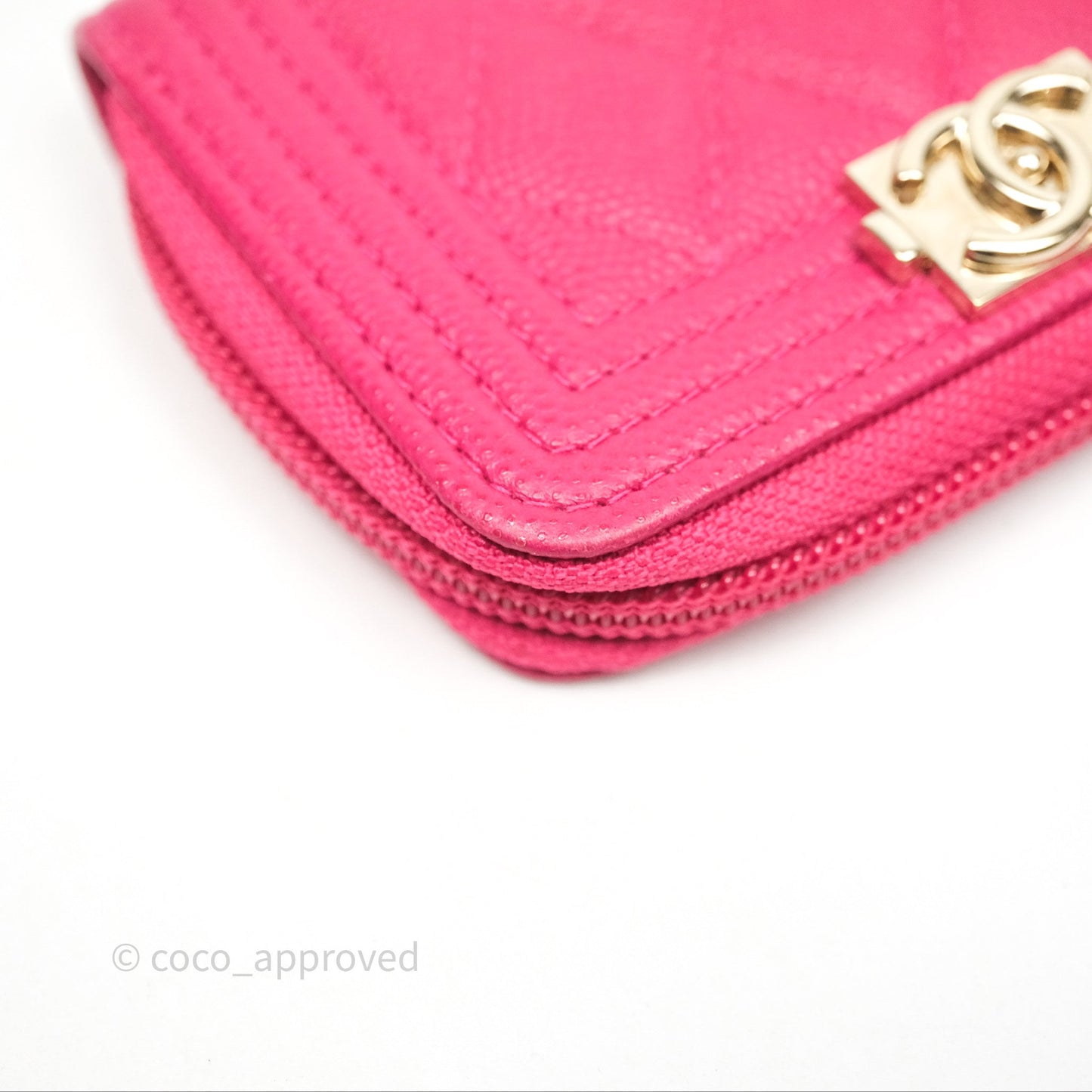 Chanel Boy Zipped Coin Purse Hot Pink Caviar Gold Hardware
