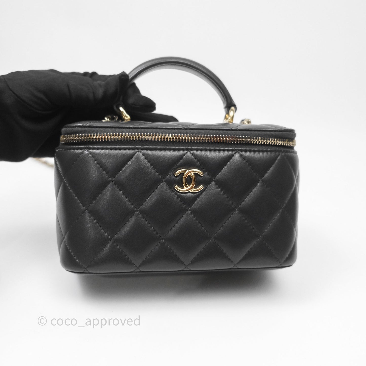 Chanel Trendy CC Vanity Rectangular Top Handle Dark Grey Lambskin Gold Hardware