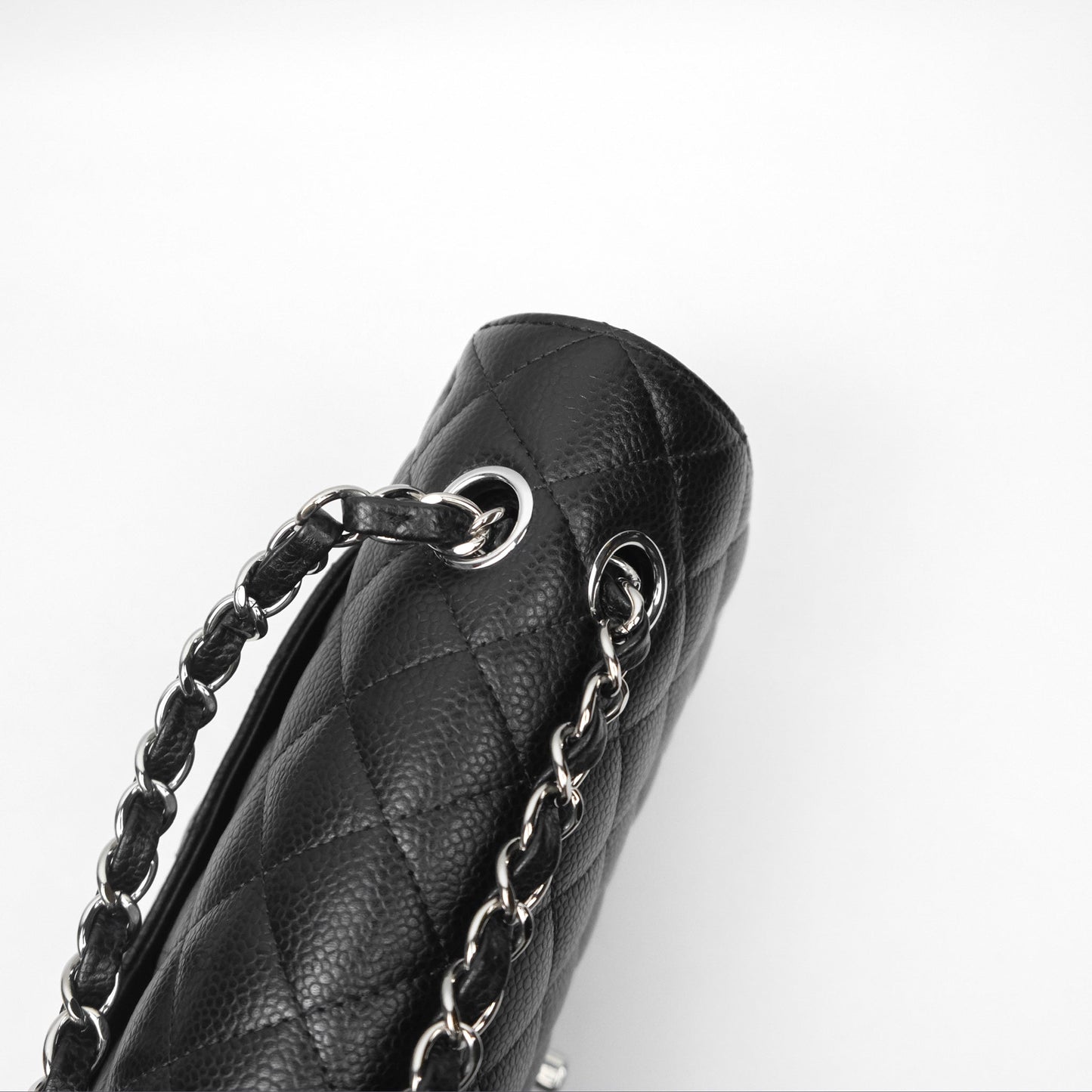Chanel Classic M/L Medium Flap Quilted Black Caviar Silver Hardware