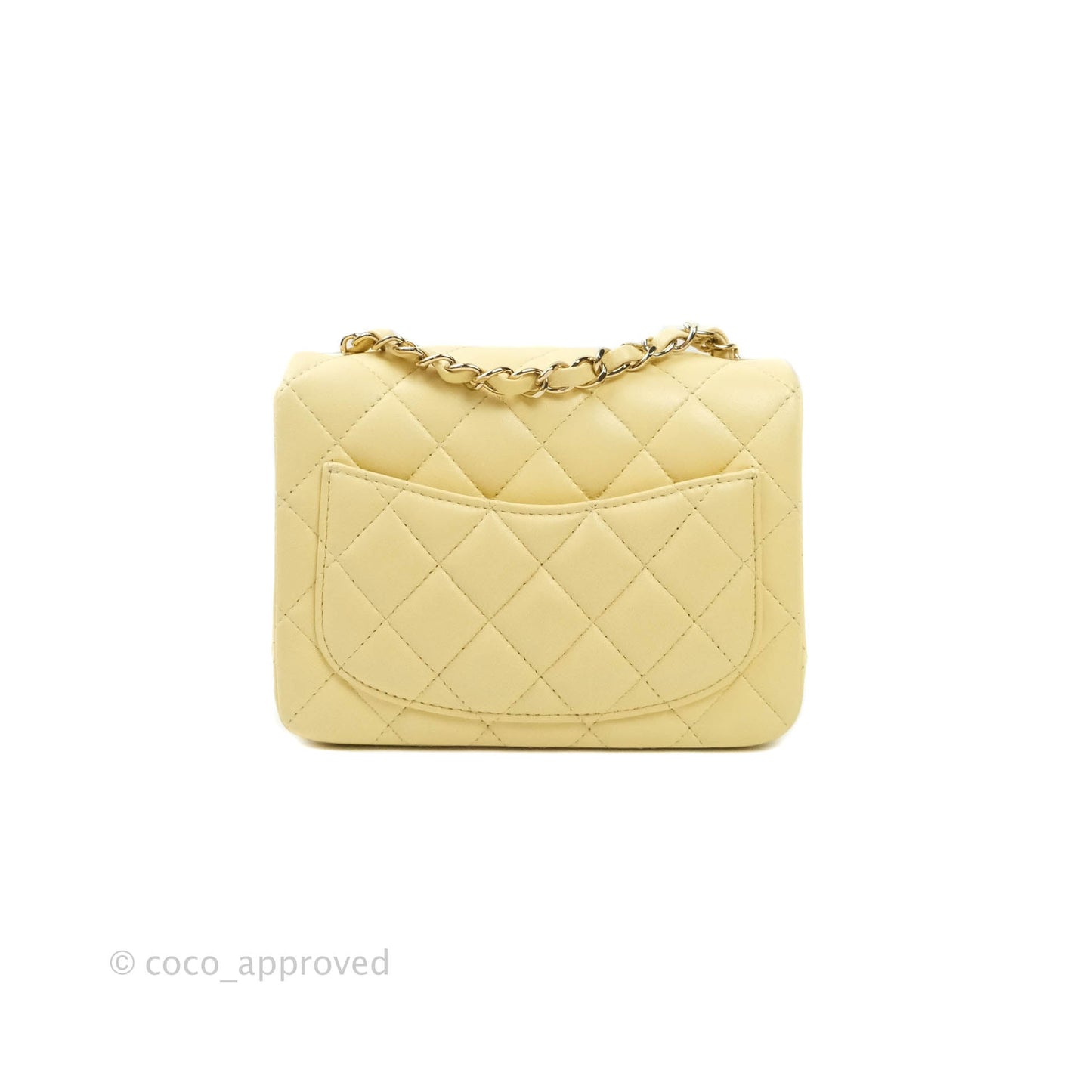 Chanel Mini Square Pale Yellow Lambskin Gold Hardware 21C
