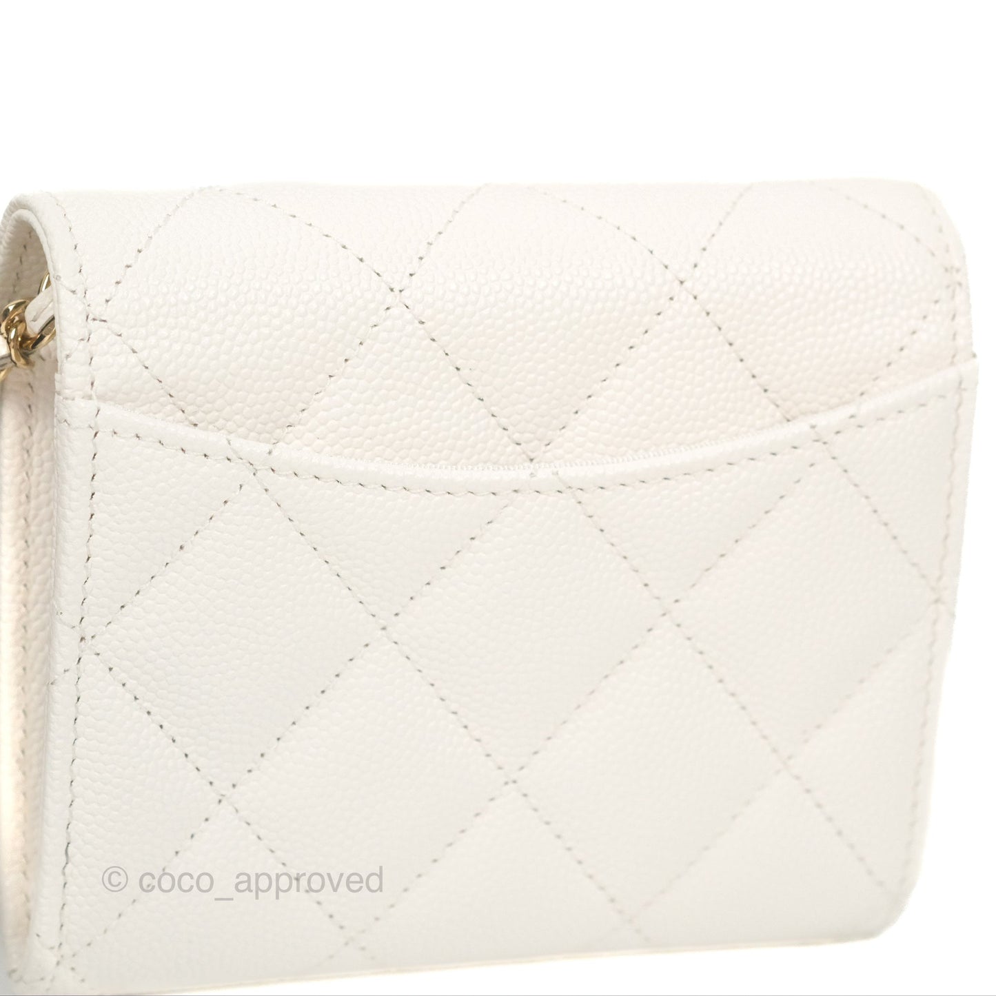Chanel Mini Wallet With Chain White Caviar Gold Hardware