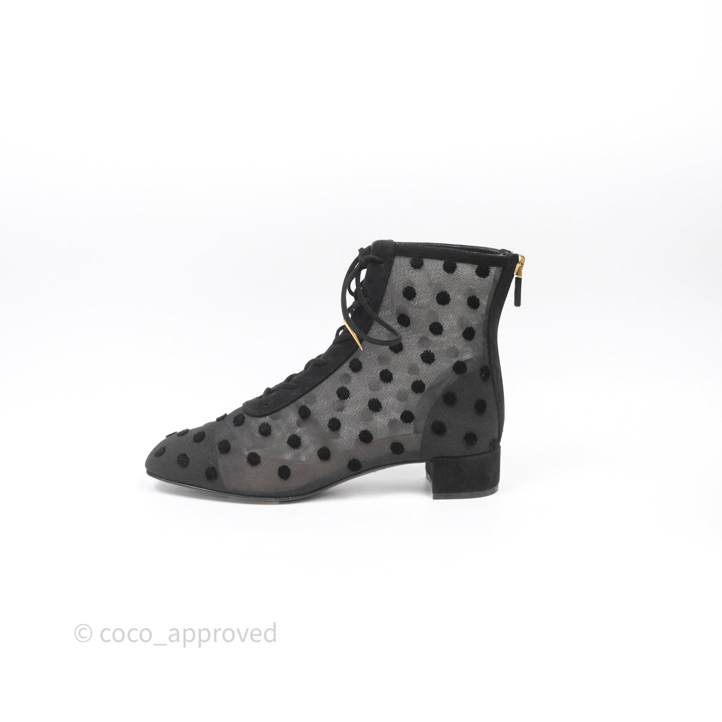 Christian Dior Mesh Polka-Dot Boots Black Size 39