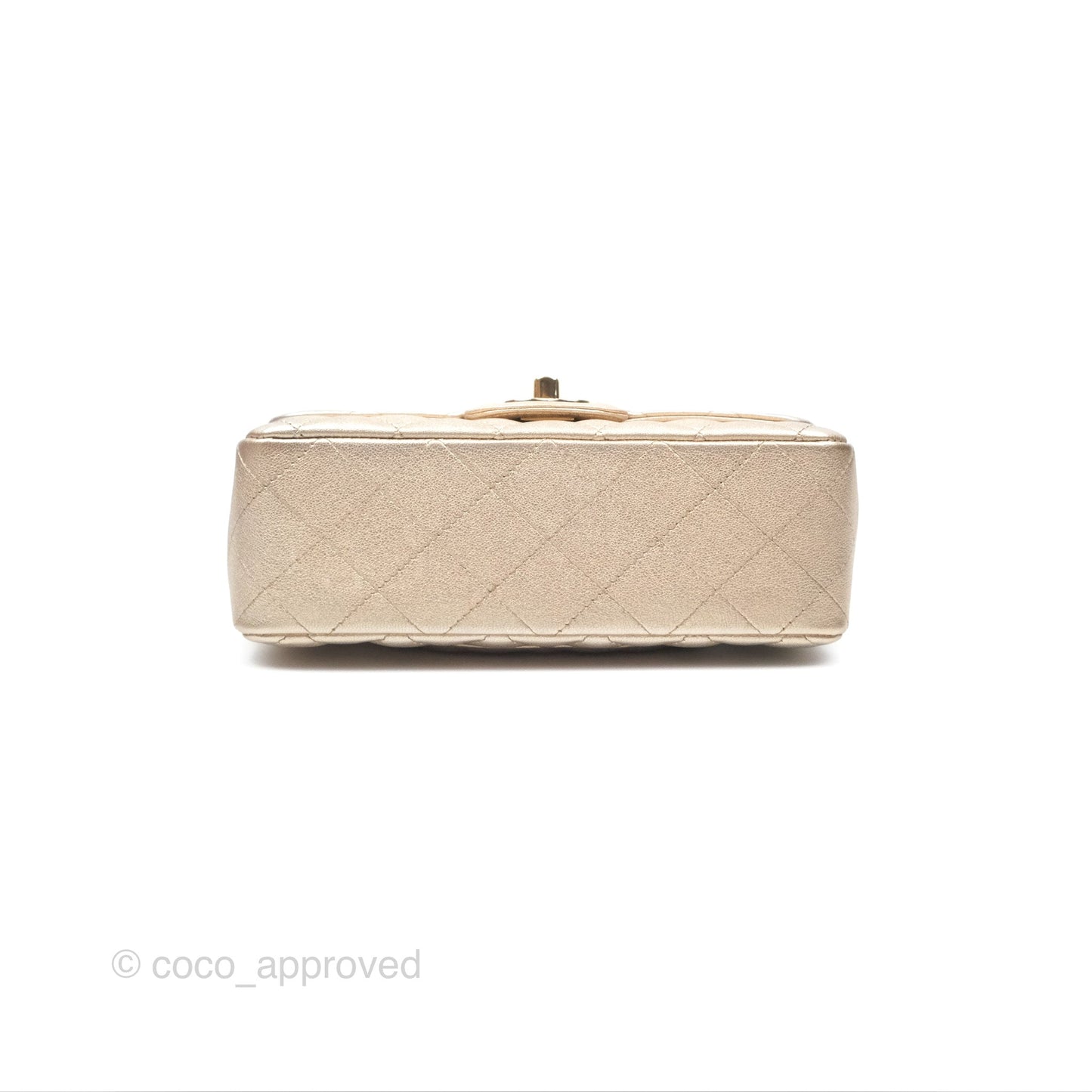 Chanel Quilted Mini Rectangular Iridescent Gold Lambskin Gold Hardware