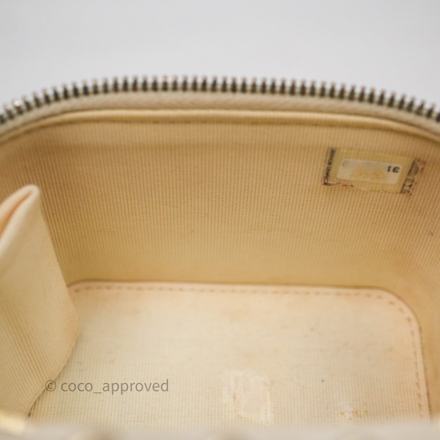 Chanel Mini Vanity With Chain White Caviar Gold Hardware