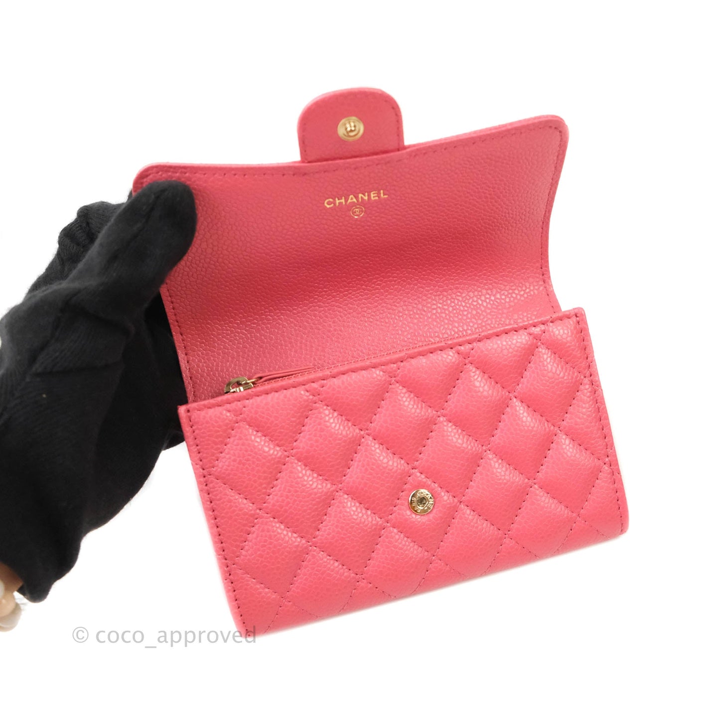 Chanel Classic Flap Wallet Pink Caviar Gold Hardware⁣ 18S