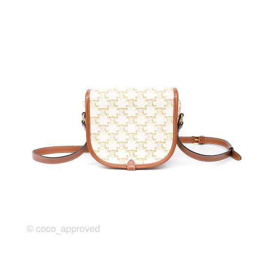 Celine Medium Folco Bag Triomphe Canvas White