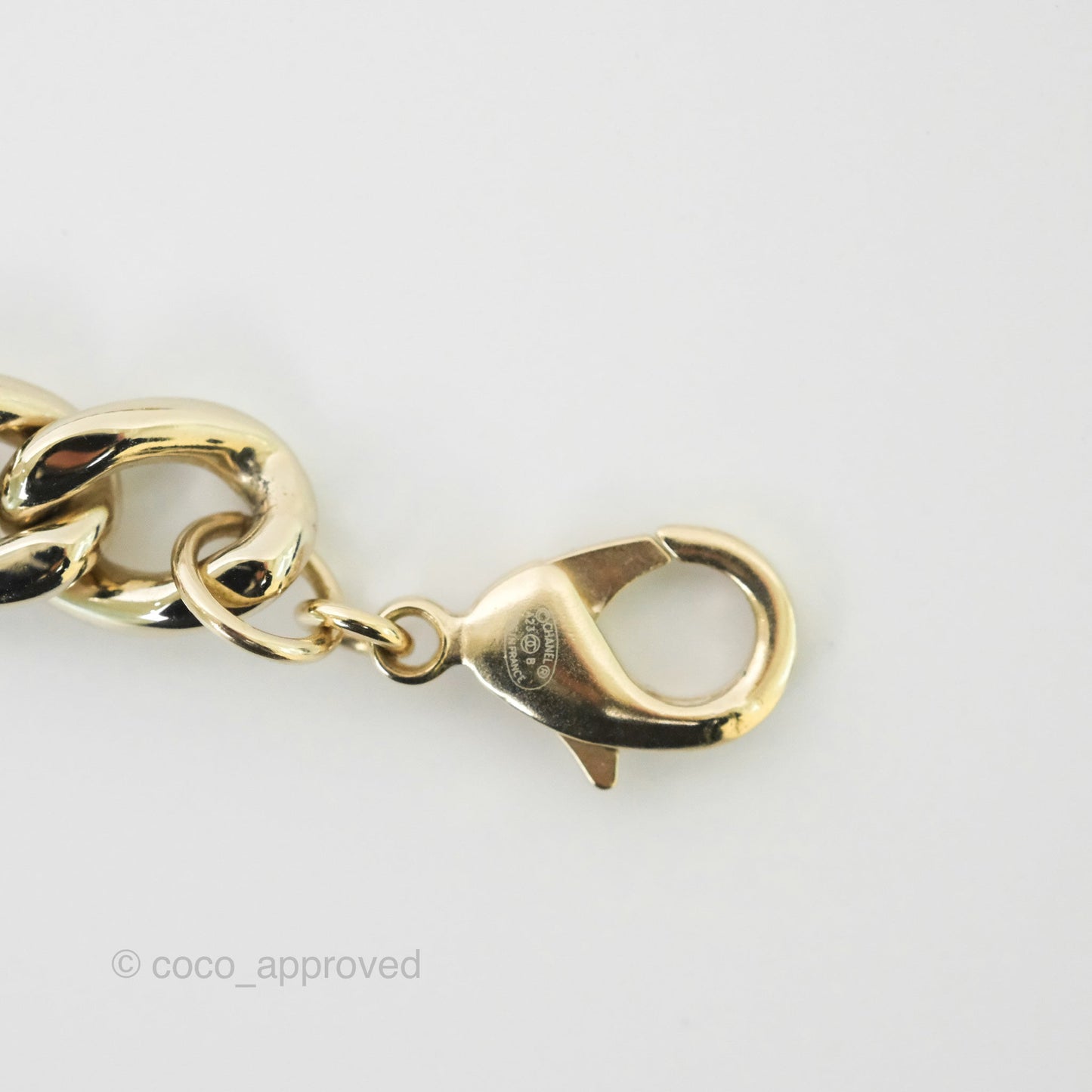 Chanel Square CC Chain Necklace Gold Tone 23B